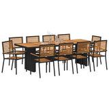 Garden Dining Set 11 pcs Black Poly Rattan
