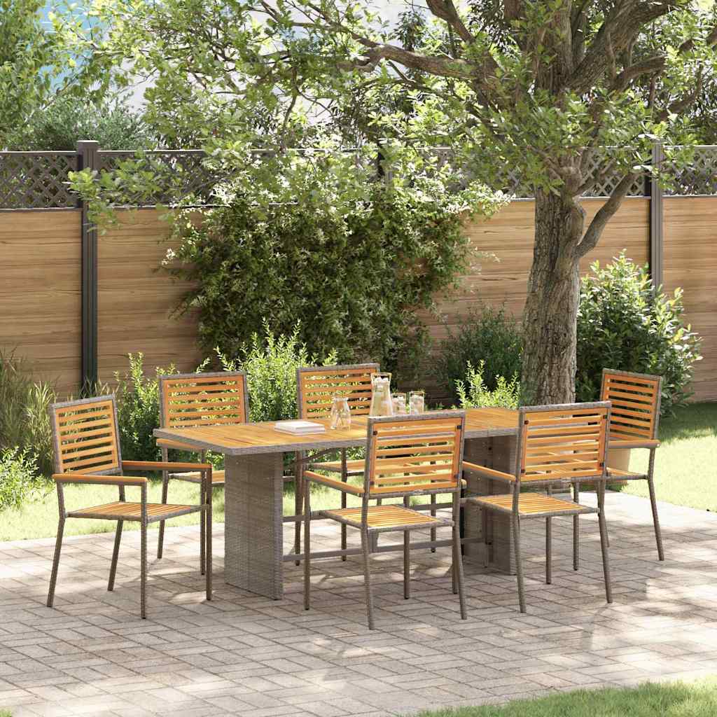 Garden Dining Set 7 pcs Grey Poly Rattan