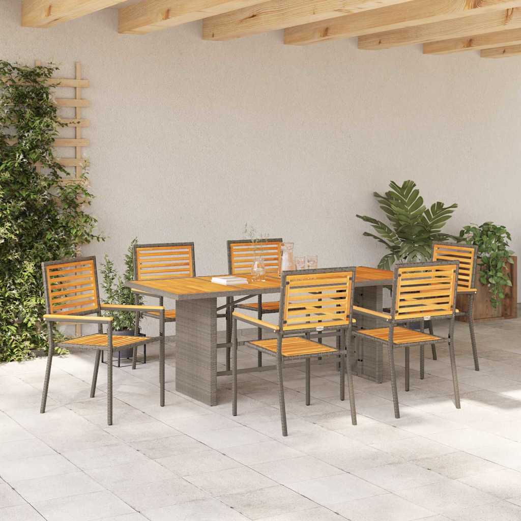 Garden Dining Set 7 pcs Grey 190 x 80 x 75 cm Poly Rattan
