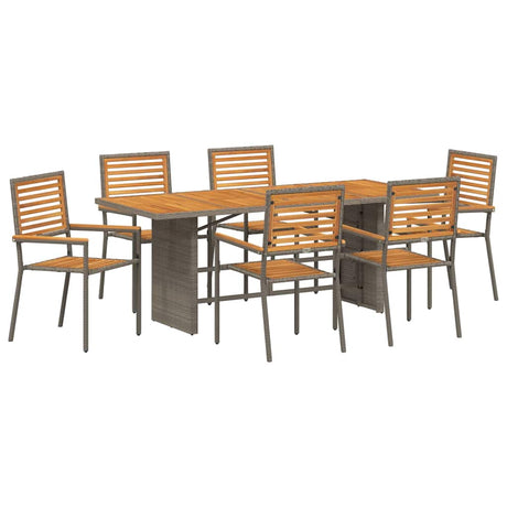Garden Dining Set 7 pcs Grey 190 x 80 x 75 cm Poly Rattan