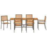 Garden Dining Set 7 pcs Grey Poly Rattan