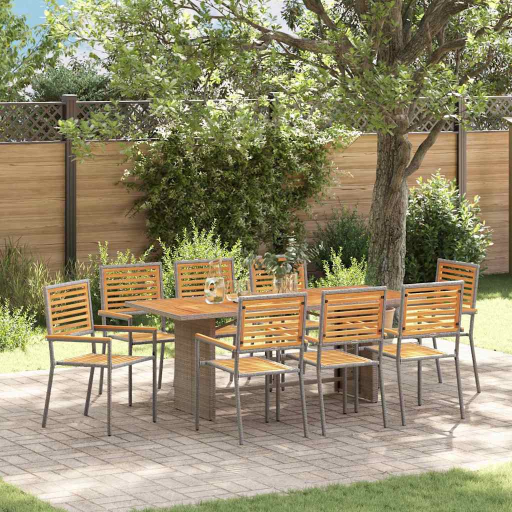 Garden Dining Set 9 pcs Grey Poly Rattan
