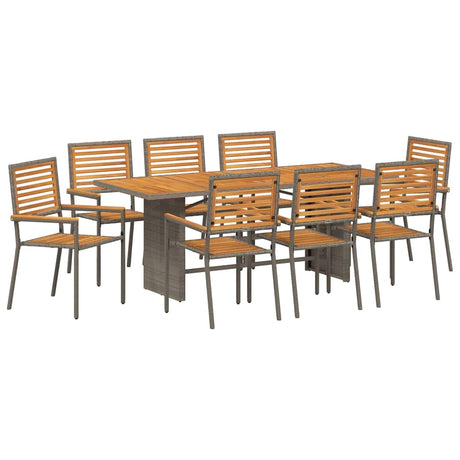 Garden Dining Set 9 pcs Grey Poly Rattan