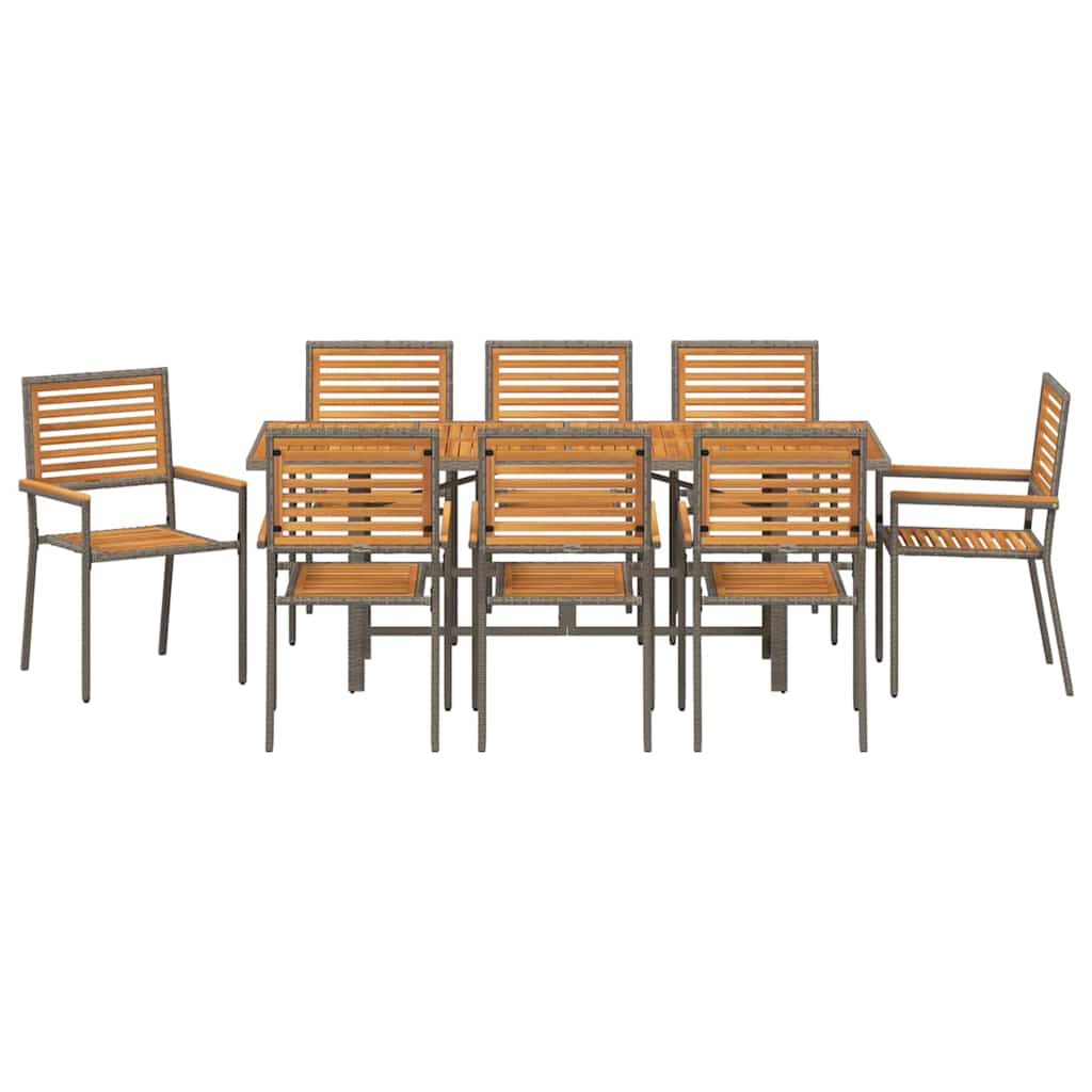 Garden Dining Set 9 pcs Grey Poly Rattan