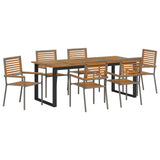 Garden Dining Set 7 pcs Grey Solid Acacia Wood