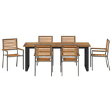 Garden Dining Set 7 pcs Grey Solid Acacia Wood