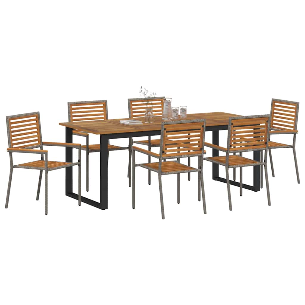 Garden Dining Set 7 pcs Grey Solid Acacia Wood
