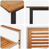 Garden Dining Set 7 pcs Beige Solid Acacia Wood