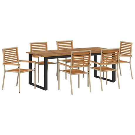 Garden Dining Set 7 pcs Beige Solid Acacia Wood