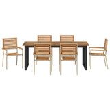 Garden Dining Set 7 pcs Beige Solid Acacia Wood