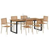 Garden Dining Set 7 pcs Beige Solid Acacia Wood