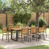 Garden Dining Set 9 pcs Black Solid Acacia Wood