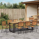Garden Dining Set 9 pcs Black Solid Acacia Wood