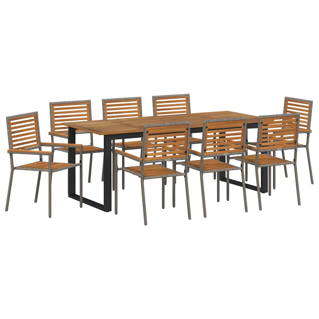 Garden Dining Set 9 pcs Grey Solid Acacia Wood