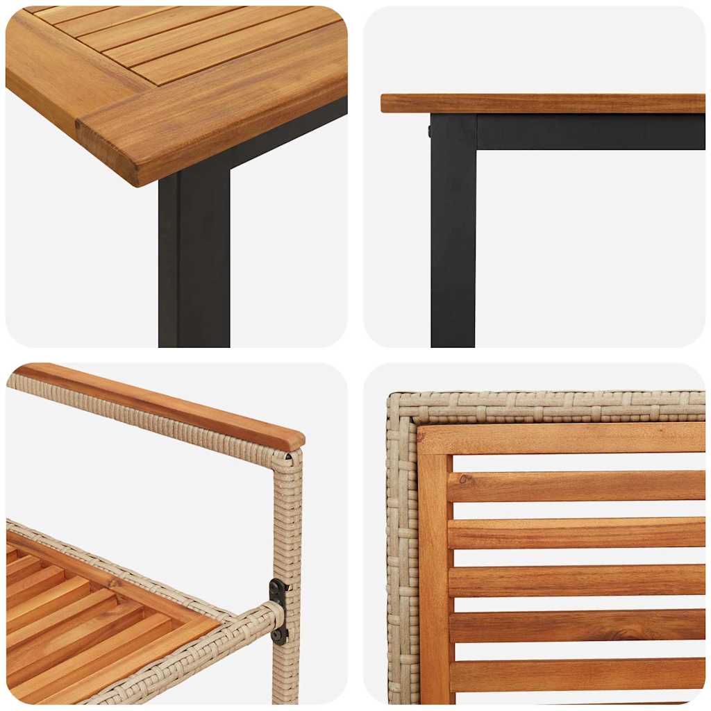 Garden Dining Set 9 pcs Beige Solid Acacia Wood