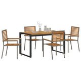 Garden Dining Set 5 pcs Grey and Wood 140 x 80 x 75 cm