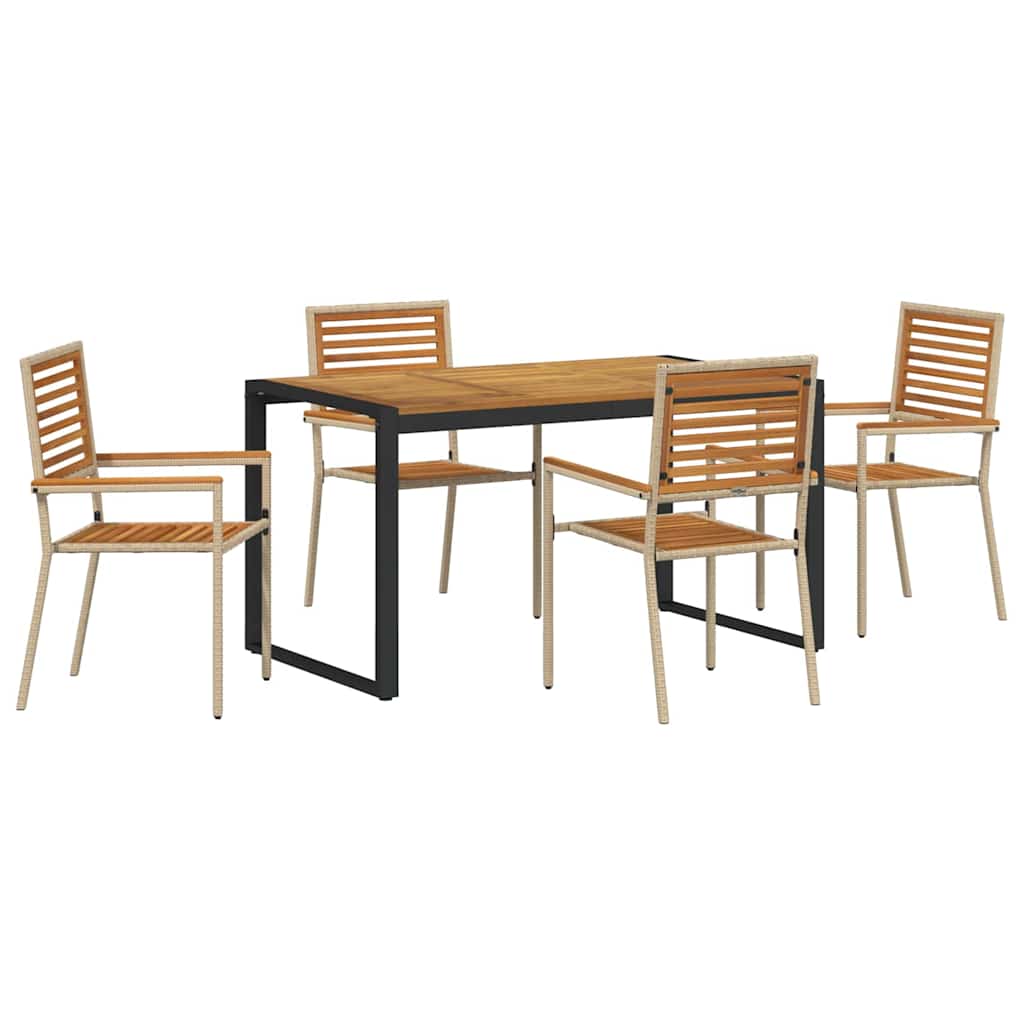 Garden Dining Set 5 pcs Beige Poly Rattan
