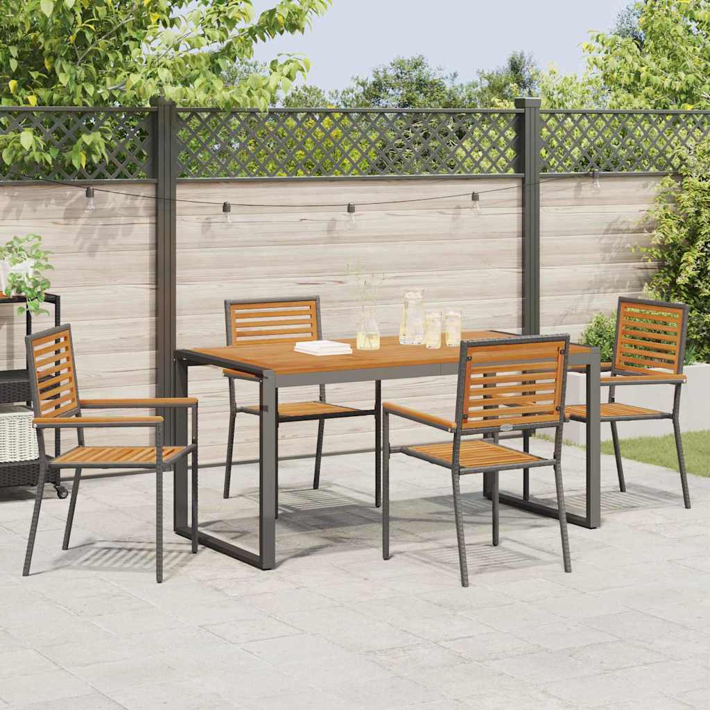Garden Dining Set 5 pcs Black and Brown Poly Rattan