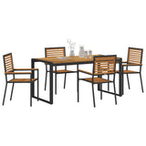Garden Dining Set 5 pcs Black and Brown Poly Rattan