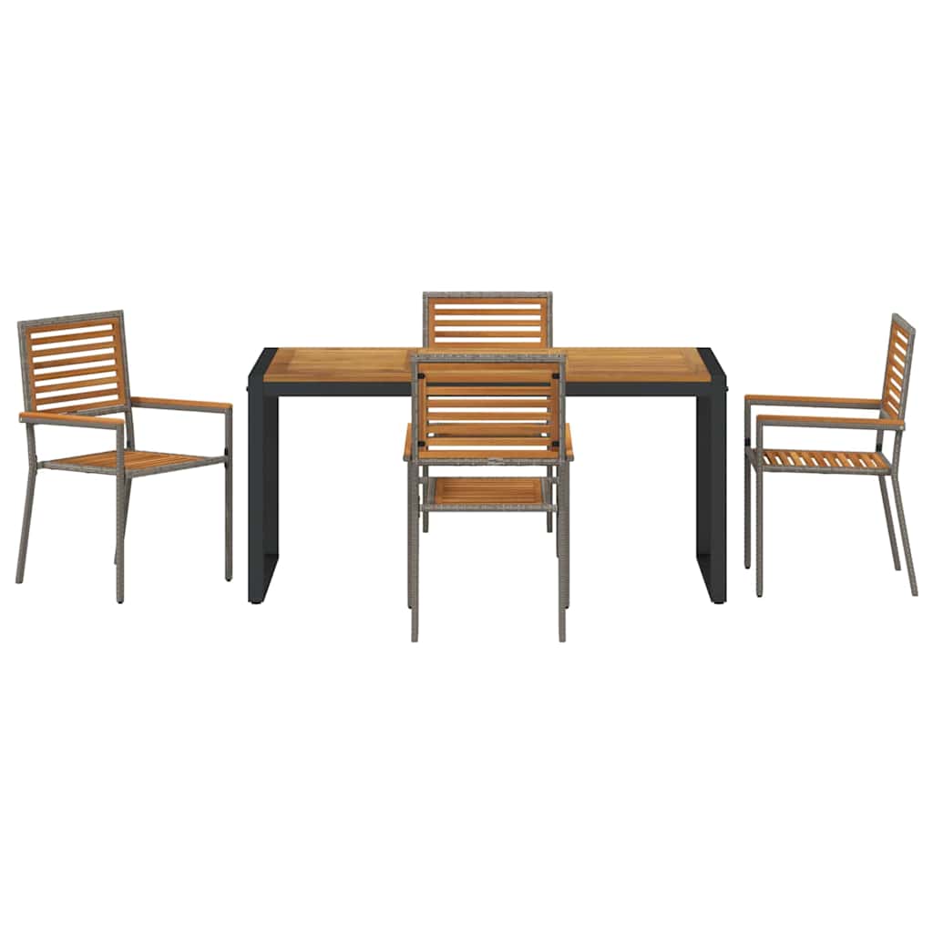 Garden Dining Set 5 pcs Grey and Brown Poly Rattan