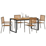 Garden Dining Set 5 pcs Grey and Brown Poly Rattan