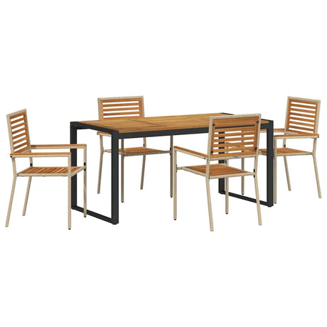 Garden Dining Set 5 pcs Beige and Brown Poly Rattan
