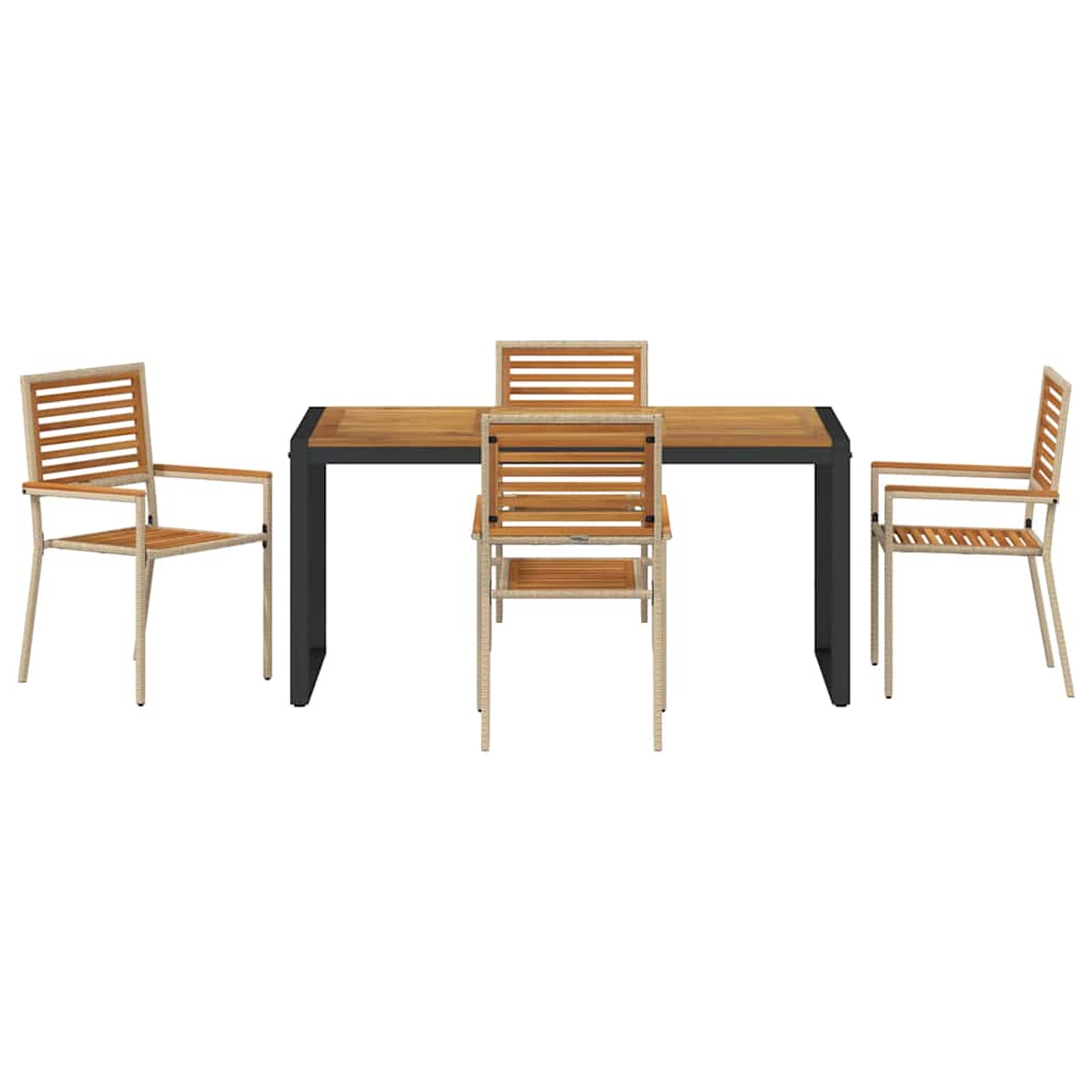 Garden Dining Set 5 pcs Beige and Brown Poly Rattan