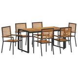 Garden Dining Set 7 pcs Black and Brown Poly Rattan