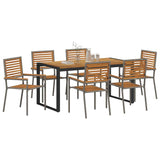Garden Dining Set 7 pcs Grey and Brown Poly Rattan