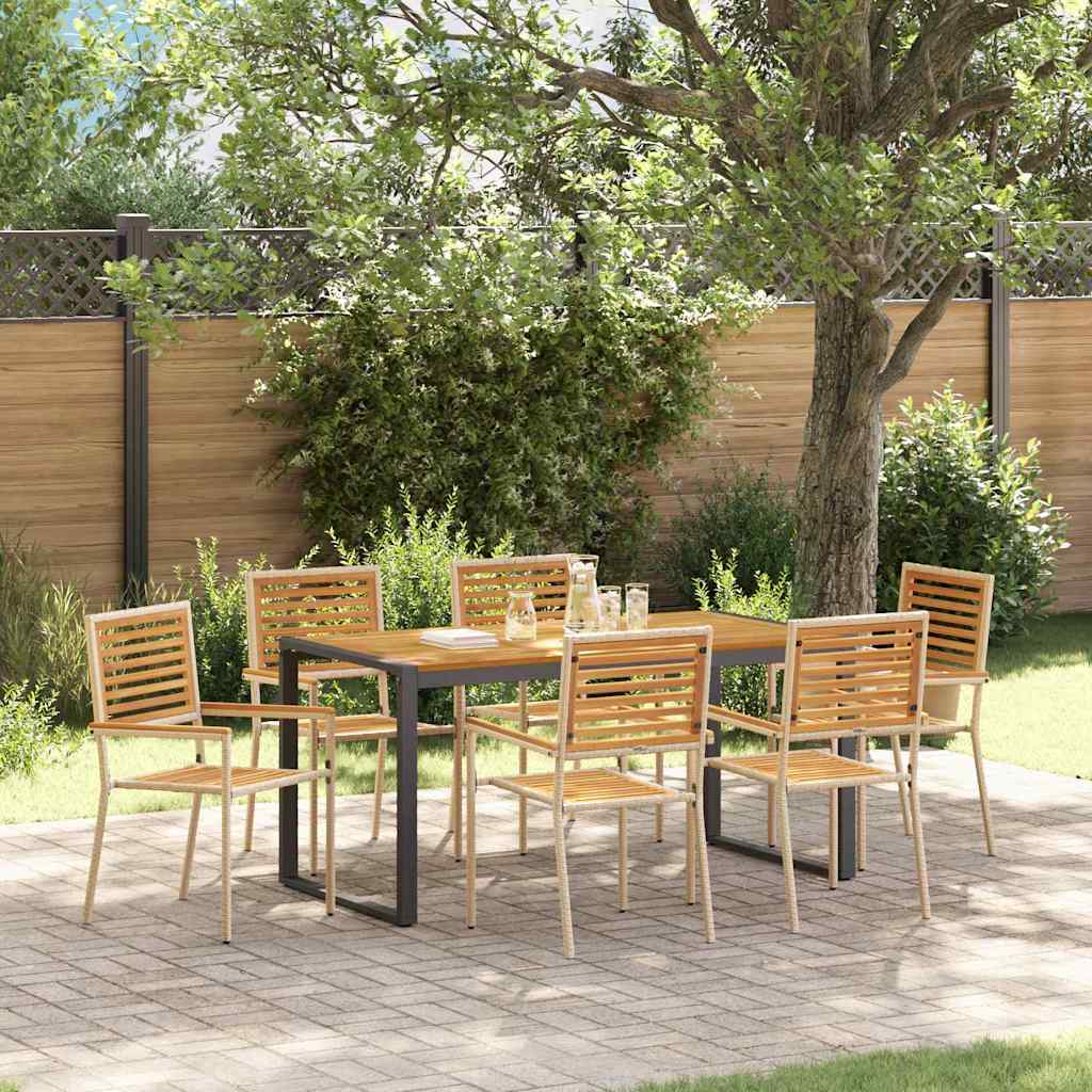 Garden Dining Set 7 pcs Beige and Brown Poly Rattan