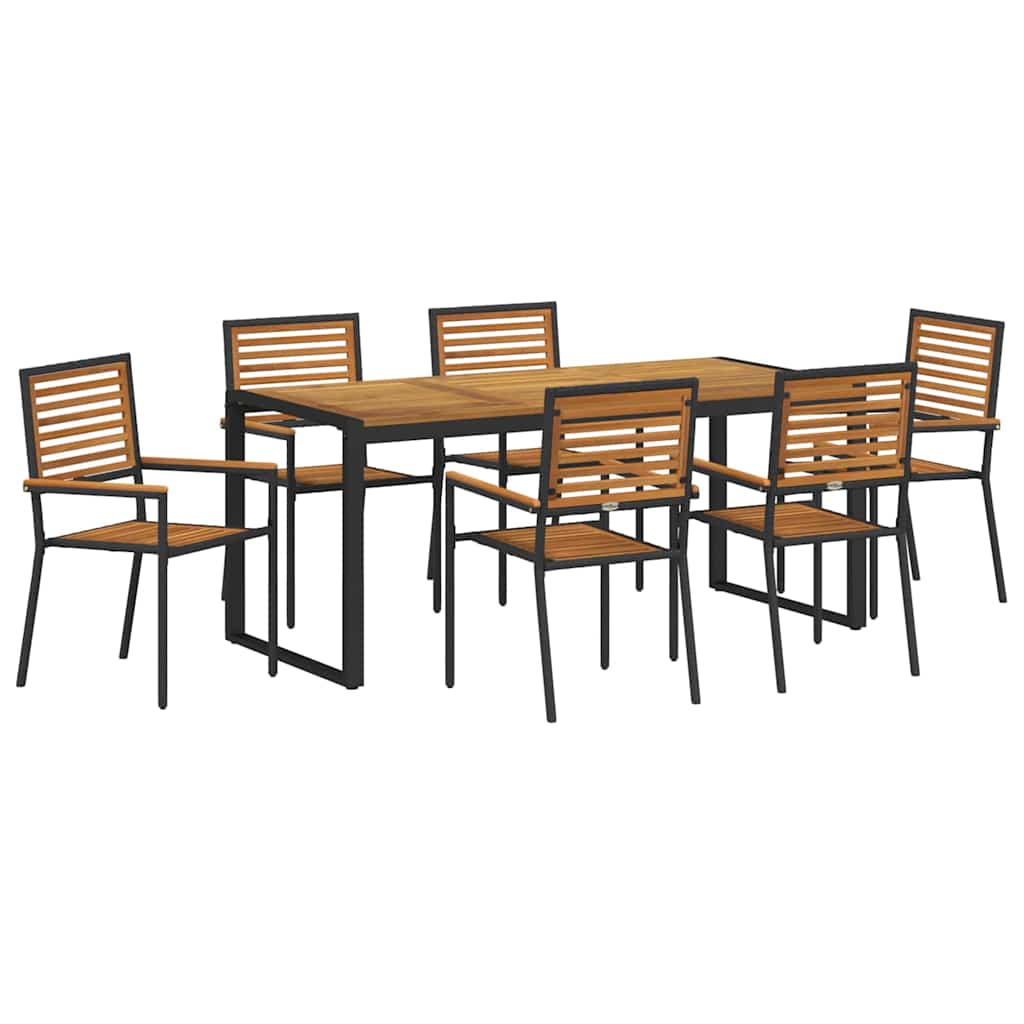 Garden Dining Set 7 pcs Black and Brown Poly Rattan