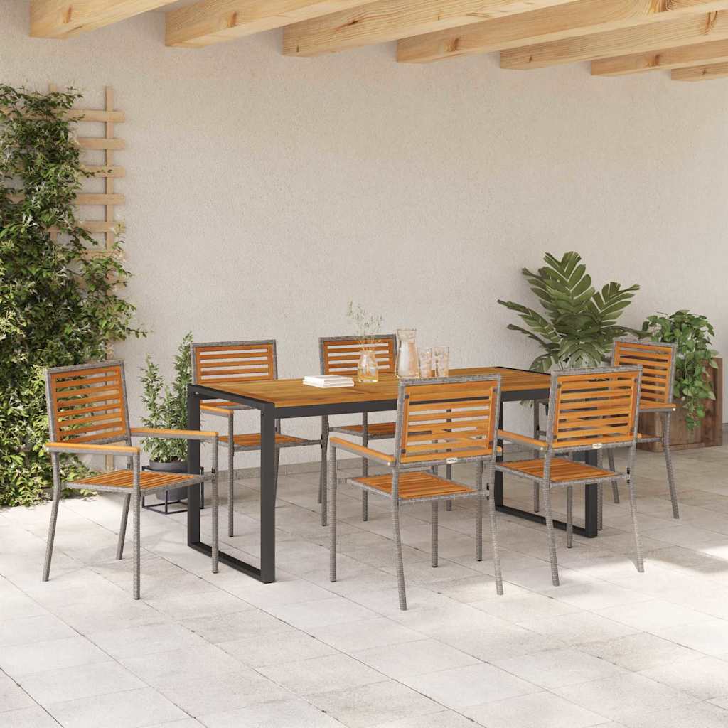 Garden Dining Set 7 pcs Grey and Brown Poly Rattan