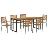 Garden Dining Set 7 pcs Grey and Brown Poly Rattan