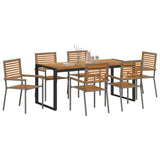 Garden Dining Set 7 pcs Grey and Brown Poly Rattan
