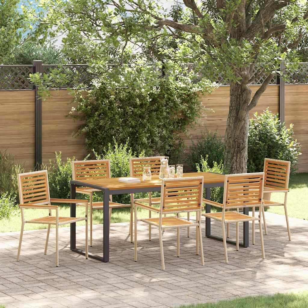 Garden Dining Set 7 pcs Beige and Brown Poly Rattan