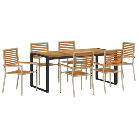Garden Dining Set 7 pcs Beige and Brown Poly Rattan