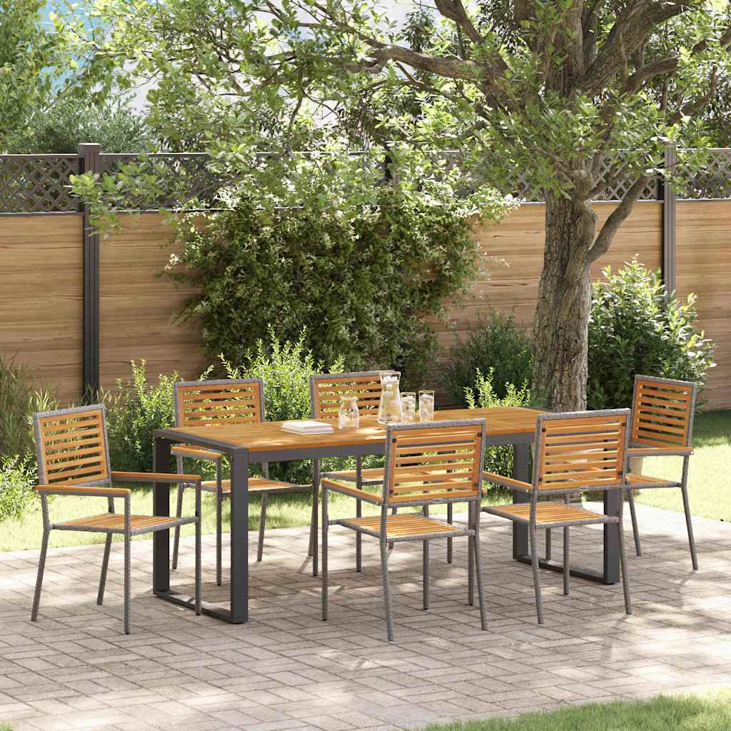Garden Dining Set 7 pcs Grey and Brown Poly Rattan