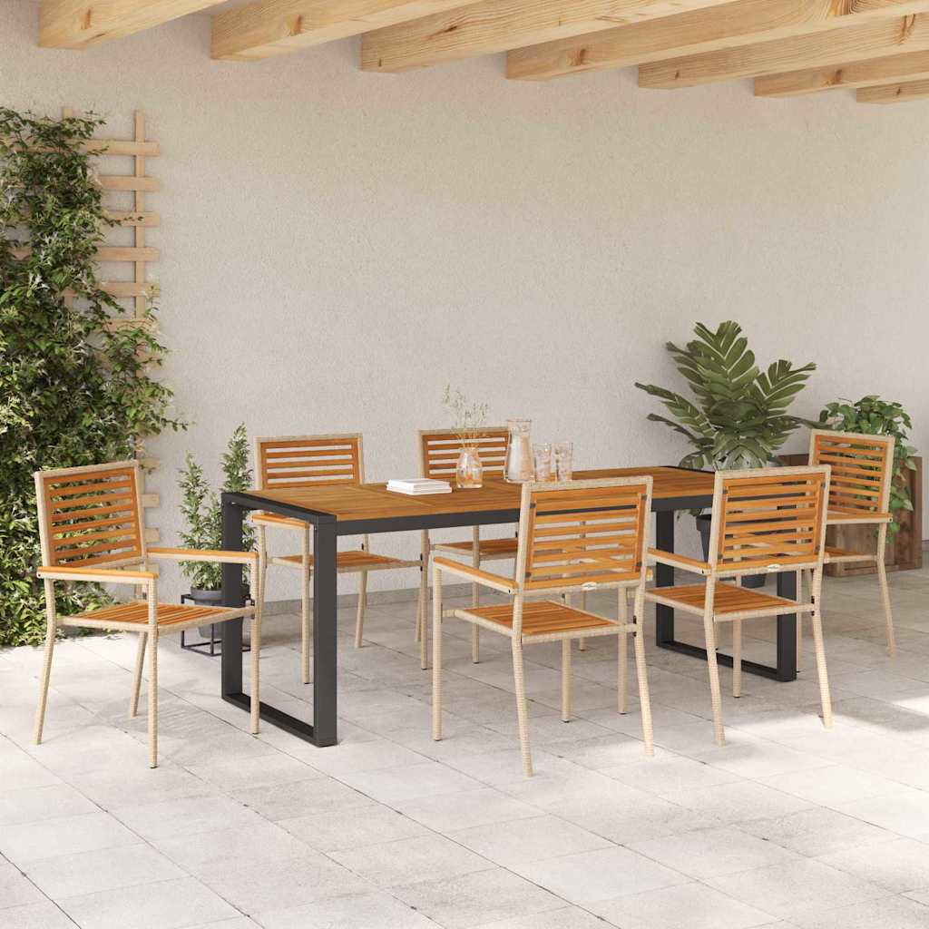 Garden Dining Set 7 pcs Beige and Brown Poly Rattan
