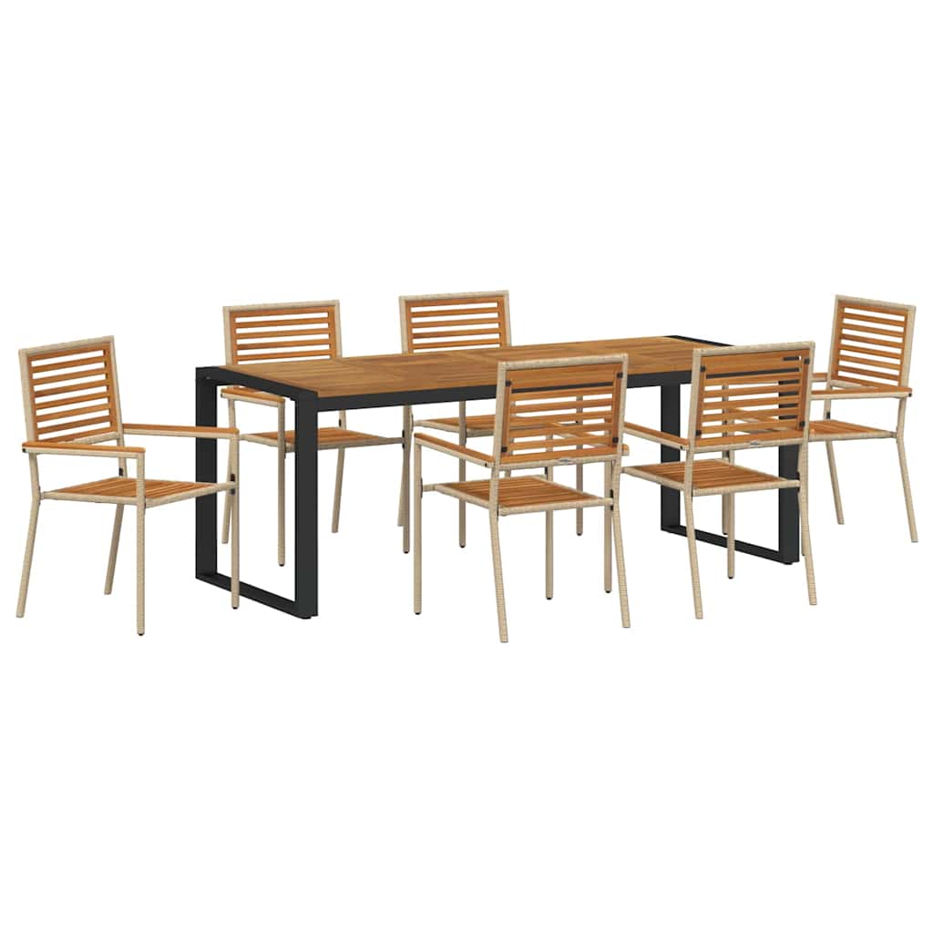 Garden Dining Set 7 pcs Beige and Brown Poly Rattan