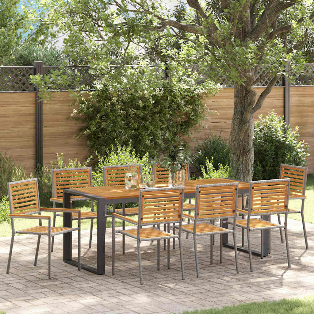 Garden Dining Set 9 pcs Grey and Brown Poly Rattan