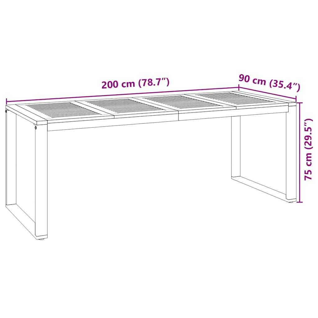 Garden Dining Set 9 pcs Grey and Wood 200 x 80 x 75 cm