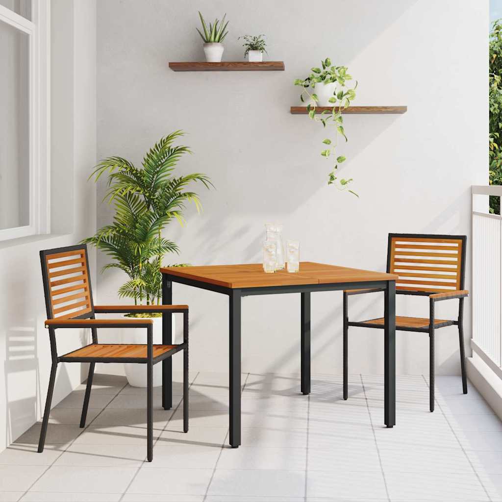 Garden Dining Set 3 pcs Black and Brown Poly Rattan