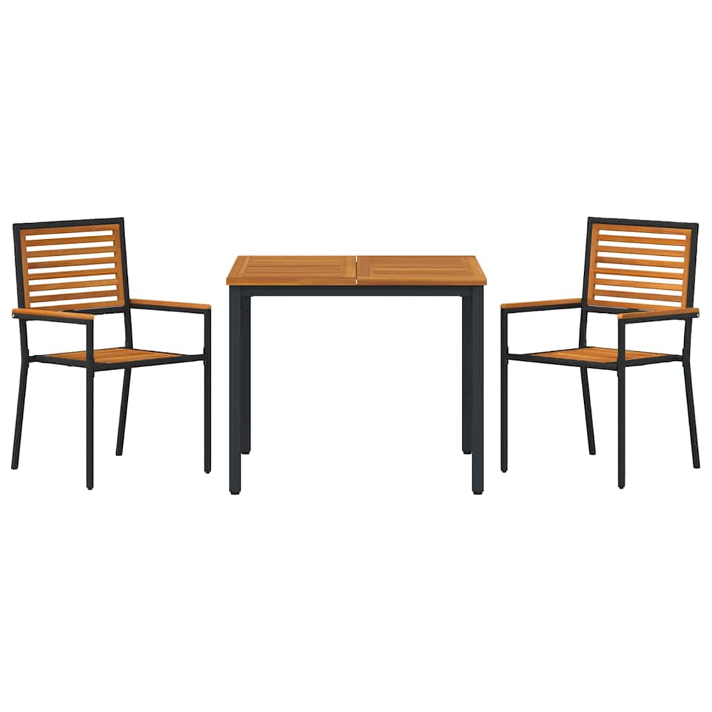 Garden Dining Set 3 pcs Black and Brown Poly Rattan