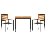 Garden Dining Set 3 pcs Black and Brown Poly Rattan