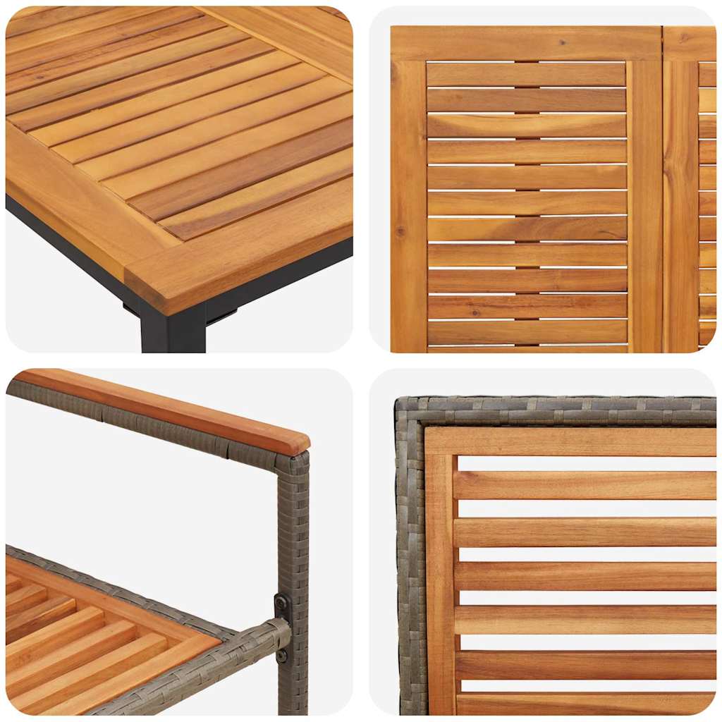 Garden Dining Set 3 pcs Grey and Brown Poly Rattan