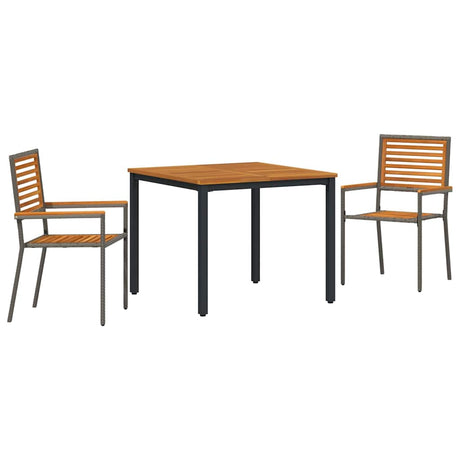 Garden Dining Set 3 pcs Grey and Brown Poly Rattan
