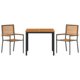 Garden Dining Set 3 pcs Grey and Brown Poly Rattan