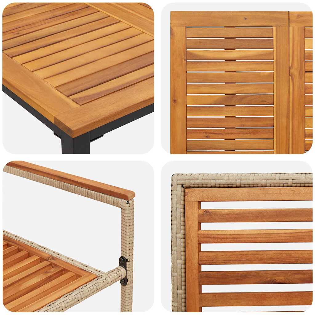 Garden Dining Set 3 pcs Beige and Brown Poly Rattan