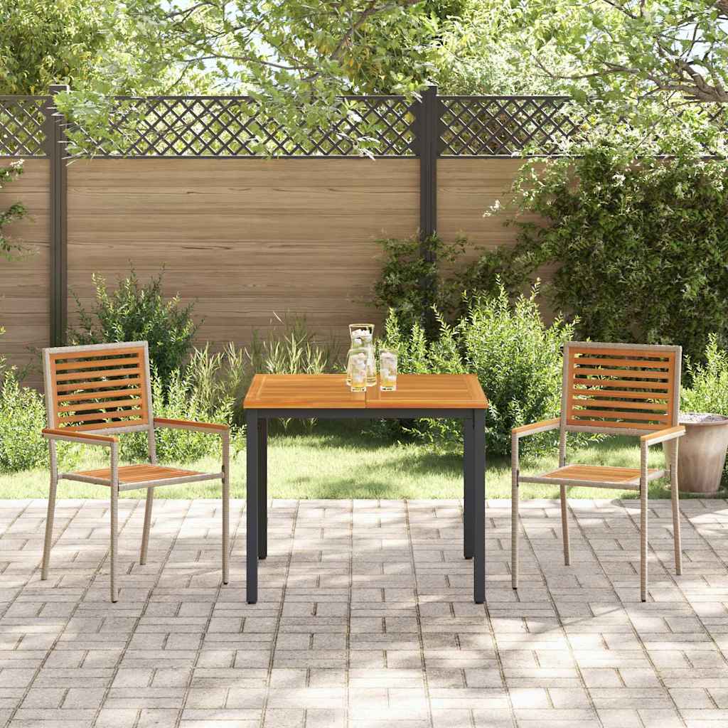 Garden Dining Set 3 pcs Beige and Brown Poly Rattan