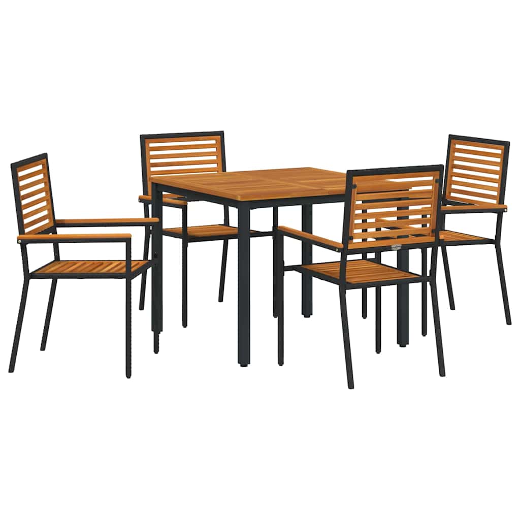 Garden Dining Set 5 pcs Black and Brown Poly Rattan